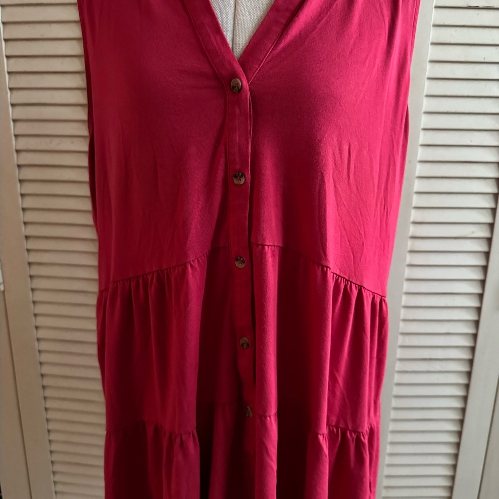 Sleeveless Pink Button-Down Dress